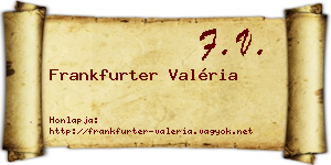 Frankfurter Valéria névjegykártya